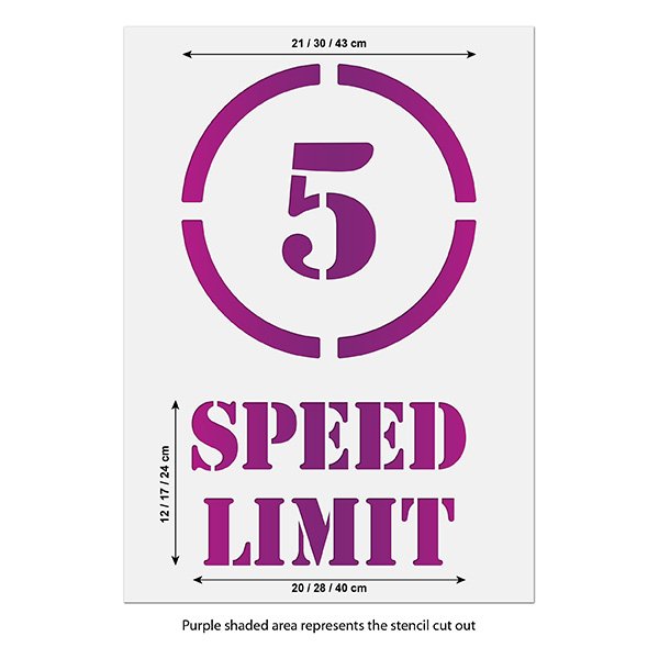 5 MPH Speed Limit Road Sign Stencil Size